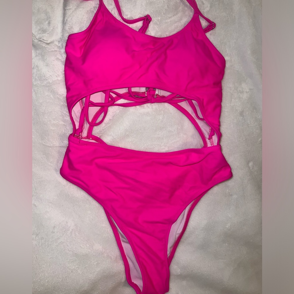 SHEIN one piece pink swim suit.
